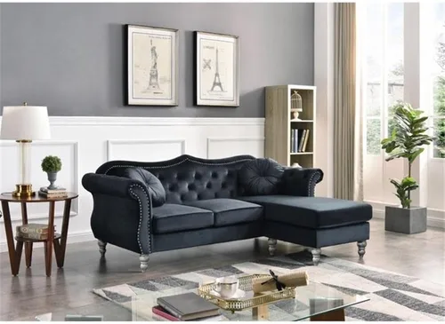 Vista 2 de Glory Furniture Sofá de terciopelo Hollywood Chaise en negro Marfil