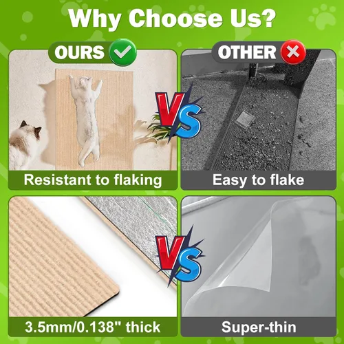 Vista 2 de ENONCI Protector de esquina de pared de sofá de 23.6 x 15.8 pulgadas para gatos de interior, protector de muebles antiarañazos contra arañazos