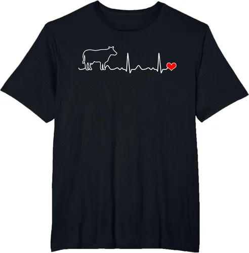 Vista 42 de Camiseta de paciente con corazón I Love My Cow Valve EKG Heartbeat Heart Pacient, Negro, S