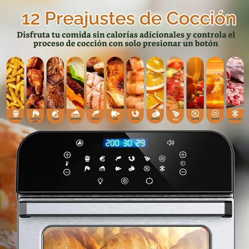 Vista 2 de WHALL Freidora de aire, horno freidora de aire de 5.5 cuartos de galón con pantalla táctil digital LED, funciones de cocción 12 en 1, cesta apta
