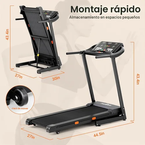Vista 7 de THERUN Cinta de correr inclinada, 0-12% de inclinación automática para correr y caminar, capacidad de peso de 300 libras, cinturón ancho, 3.0 HP