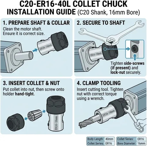 Vista 3 de ER16 Motor Eje Extensión Varilla Adaptador Collet Block Chuck Herramienta para fresadora CNC (0.472 in)