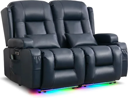 Vista 34 de URRED Sofá reclinable Power Loveseat con masaje y calor, gris ceniza