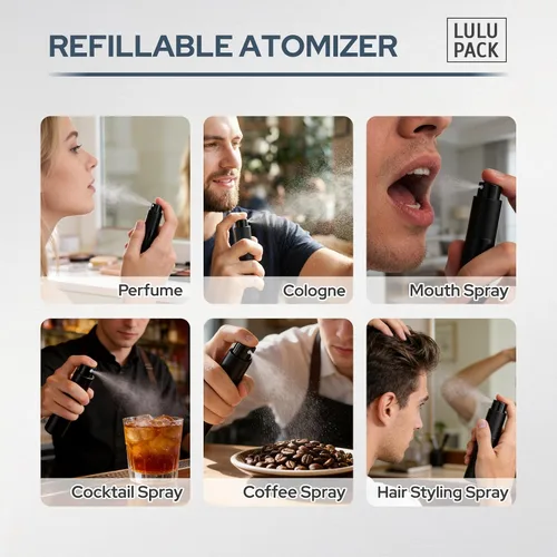 Vista 3 de Fusupak Atomizador de Perfume para Viaje Botella Recargable: Vaporizador de Colonia Portátil para Hombres - Mini Vaporizador Vacío para Recarga