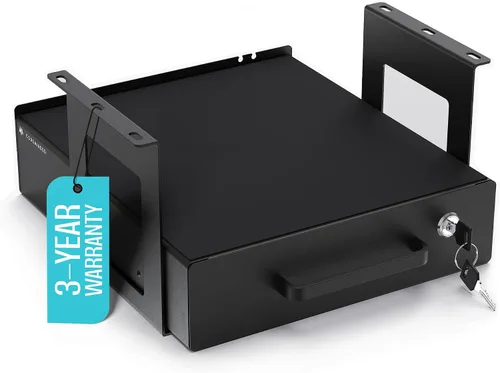 Vista 11 de Cajón deslizante para debajo del escritorio, cajones de almacenamiento de metal con cerradura con organización de cables para oficina y hogar