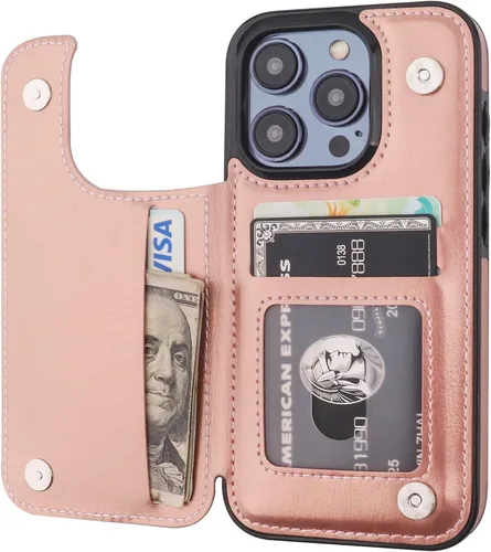 Vista 12 de ONETOP - Funda tipo cartera compatible con iPhone 15 Pro con soporte para tarjetas, funda de piel sintética con soporte y ranuras para tarjetas