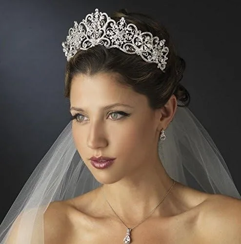 Vista 2 de WIIPU Lujo Teardrop CZ Rhinestone vidrio boda tiara corona (A1063)