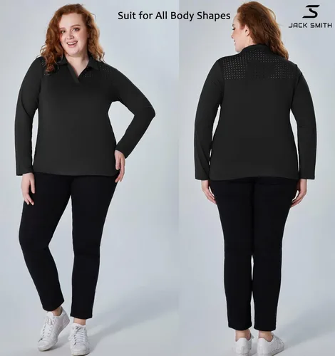 Vista 5 de JACK SMITH Women Polo Shirts Long Sleeve UPF 50+ Quick Dry Workout Tops for Running Hiking Exercise