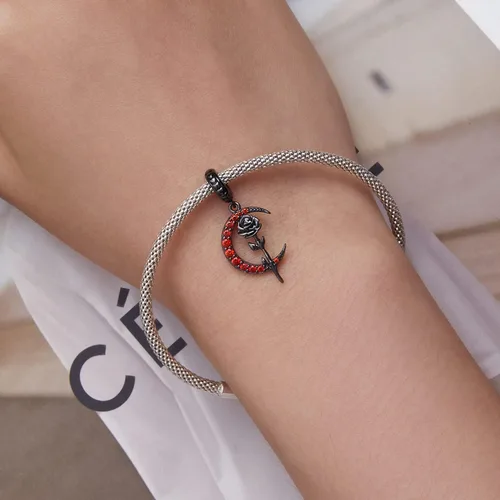 Vista 6 de Abalorios de plata de ley para pulseras, collares, familia para siempre, circonita cúbica, regalo de joyería para mujeres