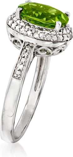 Vista 3 de Ross-Simons Gemstone and Diamond-Accented Ring in Sterling Silver