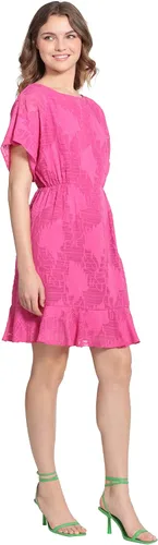 Vista 2 de Donna Morgan Vestido con cuello barco y mangas tipo kimono y dobladillo con volantes para mujer