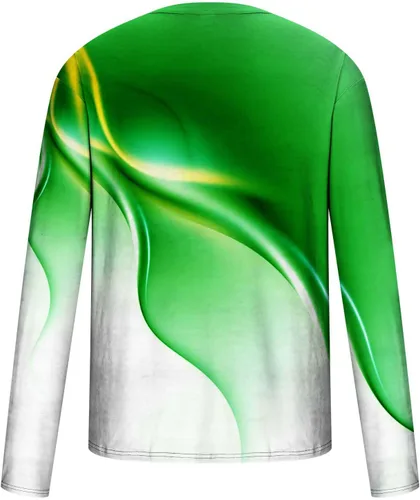 Vista 5 de Camisas musculares 3XL para hombre, grandes y altos, manga larga, estampado de líneas 3D, camisetas gráficas casuales sueltas