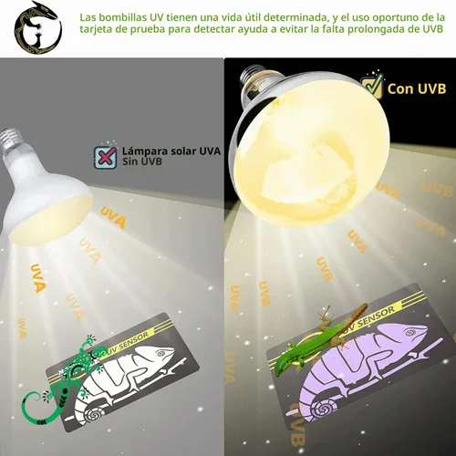 Vista 6 de Paquete de 5 tarjetas de sensor de prueba UVB rápido, reutilizables, probador UVB para reptiles