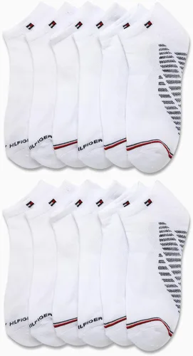 Vista 23 de Tommy Hilfiger Calcetines de corte bajo para hombre, paquete de 12 calcetines deportivos para correr que absorben la humedad para hombre