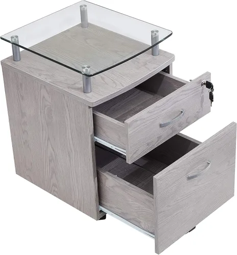 Vista 7 de Techni Mobili Escritorio funcional para computadora en forma de L, color gris y archivador enrollable, regular, gris