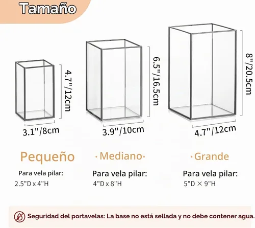 Vista 3 de NUPTIO Portavelas de Cristal Hurricane: 3 Piezas Linternas Negras Geométricas Portavelas de Velas de Pilar Linterna Decorativa Centro de Mesa