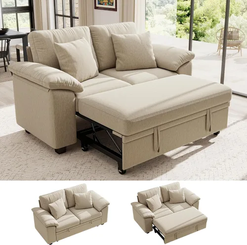 Vista 26 de Ihanherry Sofá modular de 86 pulgadas con cama extraíble, sofá cama modular en forma de L de 4 plazas con otomana de almacenamiento, sofás Verde