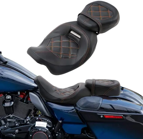 Vista 26 de TCT-MOTORPARTS Driver Rider - Almohadilla de respaldo para Harley Touring 2009-2023 Road King Street Road Electra Glide Ultra Black Stitching