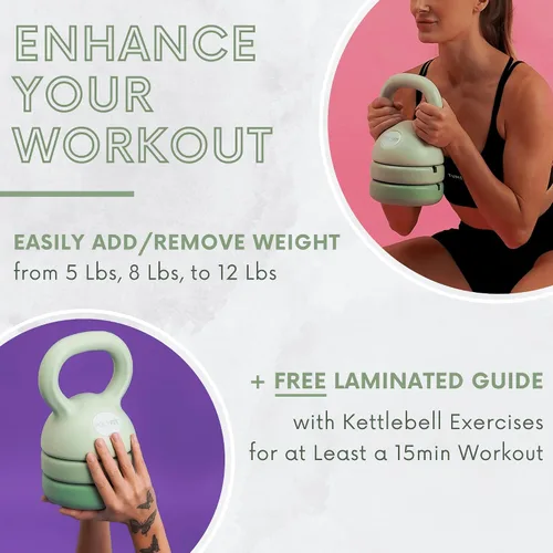 Vista 6 de Polyfit Adjustable Kettlebell 5 lb - 12 lb Kettlebells Weights Set for Home Gym Kettle Bell Sets for Women at Home