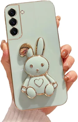 Vista 27 de Funda con soporte de conejo de corazón para Samsung Galaxy A10, cubierta protectora de TPU suave galvanizada a prueba de golpes con bonito soporte