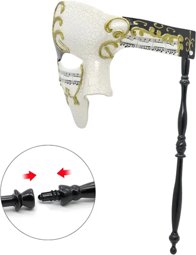 Vista 5 de Thmyo Handheld Half Face Men's Phantom Of The Opera Vintage Venetian Carnival Masquerade Mask with Holding Stick