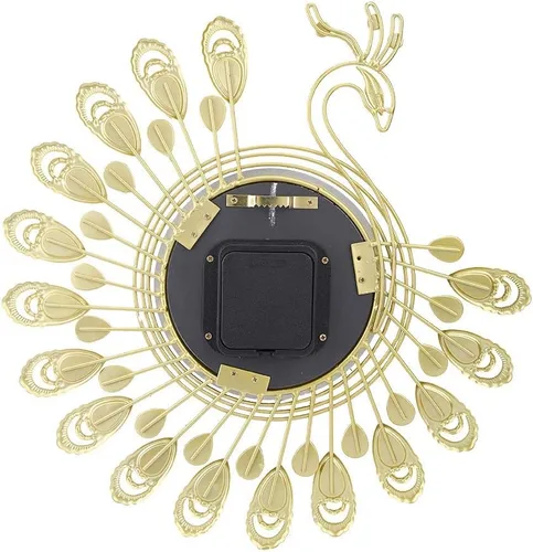 Vista 9 de Reloj de pared, reloj de pared moderno de hierro, grande, 3D, forma de pavo real, sin tictac, reloj silencioso para decoración de sala de estar