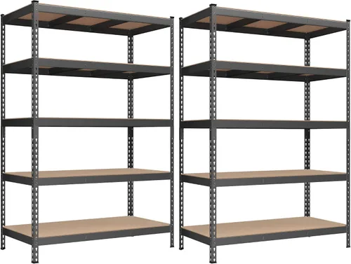 Vista 15 de SONGMICS - Estantería de almacenamiento de 5 niveles, capacidad de carga 2310 lb, juego de 2 para garaje, ensamblaje sin tornillos, estante Gris