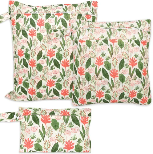 Vista 11 de 3 bolsas para pañales de tela para bebé, impermeables, reutilizables, con 2 bolsillos con cremallera y asa, bolsas de lavandería lavables