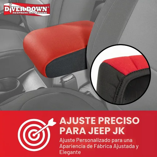 Vista 2 de Diver Down Funda de neopreno para consola central – Se adapta a Jeep JK JKU Wrangler 2007-2018 – Funda acolchada para reposabrazos – No te quema