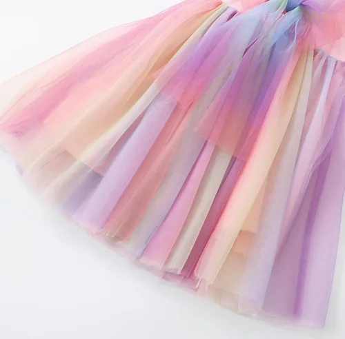 Vista 6 de Vestido tutú para niñas pequeñas, con mangas con vuelo, sin mangas, vestido de tul de princesa, vestido de fiesta vintage para niñas pequeñas