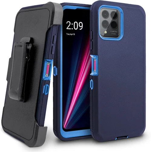 Vista 11 de Funda para T-Mobile Revvl 6 Pro 5G, funda para teléfono con protector de pantalla integrado, clip giratorio para cinturón, protección de cuerpo