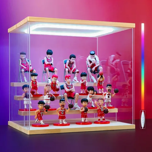 Vista 19 de Vitrina de acrílico transparente para figura de acción Pop Mart, vitrina Funko Pop a prueba de polvo con iluminación, múltiples capas para Rosa