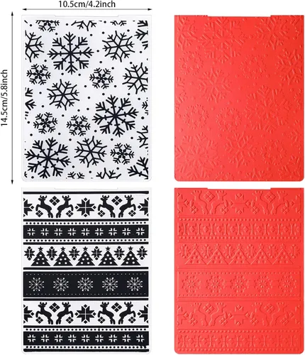 Vista 2 de Patelai 4 carpetas navideñas de plástico en relieve, campanas de copo
