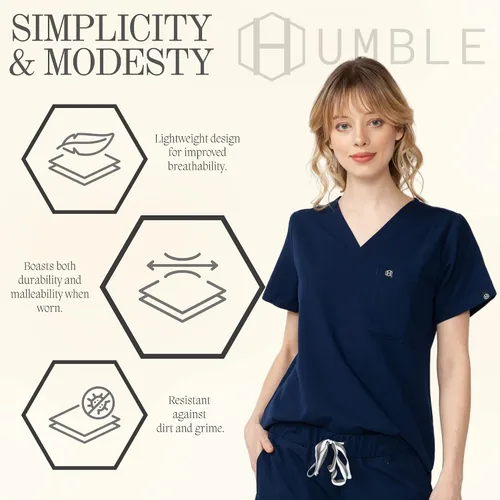 Vista 5 de HUMBLE Scrubs Pantalón Cordón Mujeres Pierna Recta Uniforme Médico