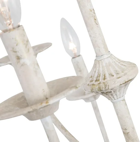 Vista 7 de Maxax Candelabro de Campo Francés, Candelabro de Granja Blanco Antiguo de 2 Niveles y 9 Luces, Accesorios de Lámpara Colgante de Vela Rústica de 31