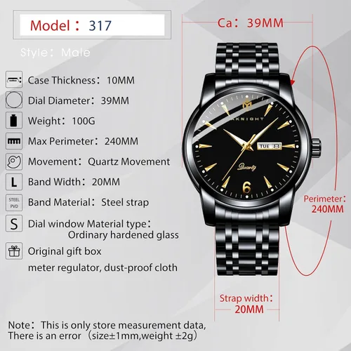 Vista 2 de AKNIGHT Men Watches, Stainless Steel Watches for Men Waterproof Business Chronograph Quartz Analog Cheap Men's Wrist Watch, Minimalist Dress Watch