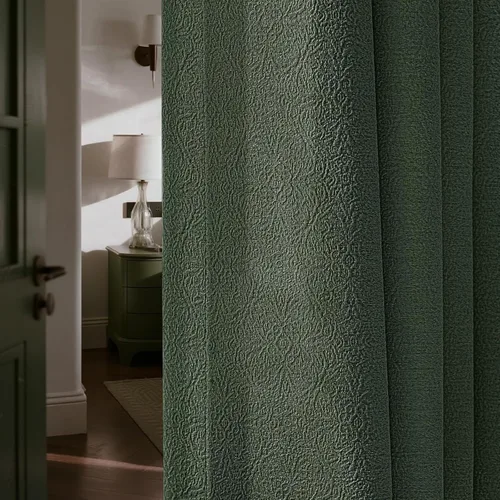 Vista 2 de Anmao - Cortinas cortas oscuras y aisladas térmicamente para ventanas de oficina, juego de 2 paneles de 45 pulgadas de largo, con ojales, patrón 3D