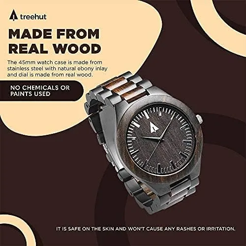 Vista 6 de Treehut - Reloj de pulsera analógico de cuarzo para hombre de acero inoxidable plateado de alta calidad