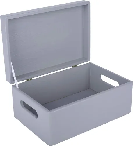 Vista 18 de Creative Deco Caja de almacenamiento grande de madera con tapa con bisagras 11.8 x 7.87 x 5.51 pulgadas (+-0.5) Caja de regalo sin acabar, lisa