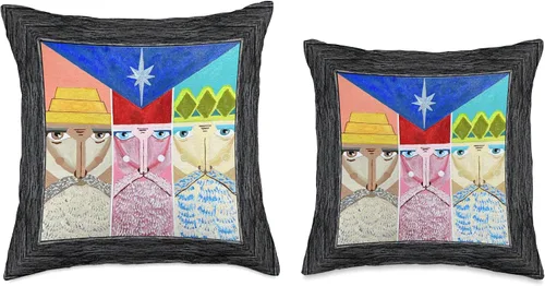 Vista 3 de Puerto Rico Christmas Nativity 3 Reyes Tres CC&TA Tres Reyes Wise Men Still Seek Him Puerto Rico Flag Boricua - Almohada de 16.0 x 16.0 in