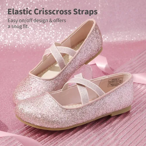 Vista 4 de DREAM PAIRS Zapatos de vestir de bailarina Mary Jane para niñas