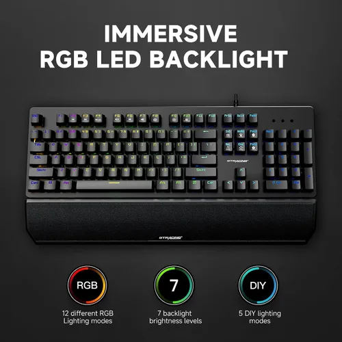 Vista 4 de GTRACING Mechanical Gaming Keyboard Typewriter with Wrist Rest, RGB Lighting, Tactile Mechanical Switches, Programmable Macro Keys for Laptop MAC PC