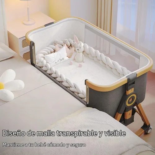 Vista 8 de Moises para Bebe - Moisés para bebé portátil 4 en 1 con ruedas, cómodo colchón y cesta de almacenamiento, moises para bebe de 6 alturas ajustables