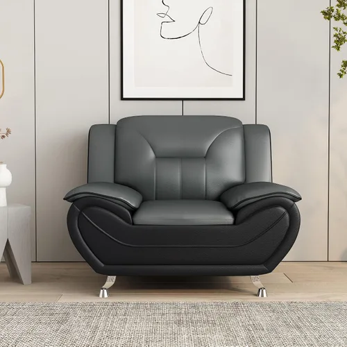 Vista 13 de Container Furniture Direct Silla y sofá de piel sintética de estilo moderno con reposabrazos extra cómodos, ideal para sala de estar, dormitorio u