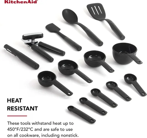 Vista 4 de KitchenAid Juego universal de herramientas y artilugios, 14 piezas, negro