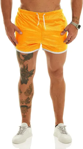 Vista 2 de Ouber Pantalones cortos ajustados para hombre, culturismo, entrenamiento, gimnasio, correr, pantalones cortos de levantamiento ajustados