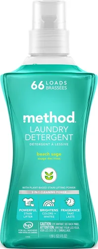Vista 12 de Method Detergente líquido para lavandería; aroma a salvia de playa, removedor de manchas; 66 cargas por botella de 53.5 onzas; (paquete de 4)
