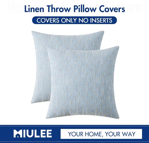 Vista 333 de MIULEE - Juego de 2 fundas de almohada decorativas de lino de arpillera navideñas, modernas, estilo campestre, rústicas, tejidas, con textura
