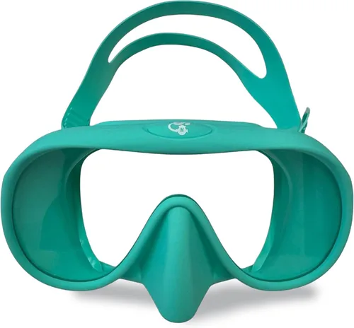 Vista 13 de Spartacus Frameless Dive Mask, Ultra-Clear Low-Iron Glass, Wide View, Low Volume, 100% Silicone Skirt