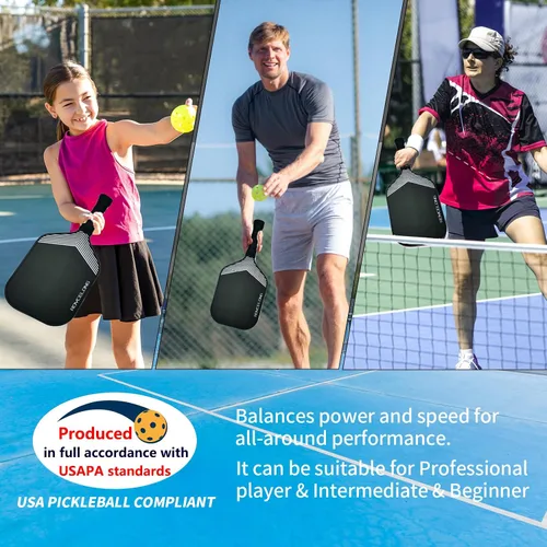 Vista 6 de Pickleball Paddles Pickleball Rackets T700 Carbon Fiber Frosted Textured Surface 16mm Core for Beginners to Advanced Players Portable Bag USAPA